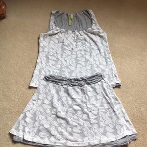 Soft skirt & tank top w/lacy detail: Green Dragon